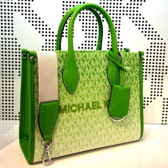 Michael Kors Mirella Small Ombré Signature Logo Crossbody Bag Jungle Green - Picture 4 of 9